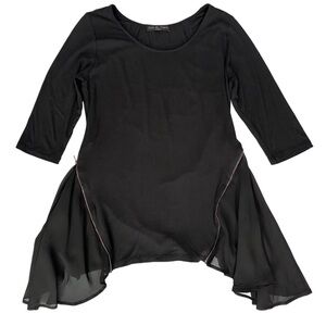 Kim & Cami Black Zip Side Tunic Top